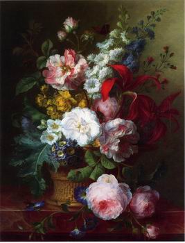 Floral, beautiful classical still life of flowers.134